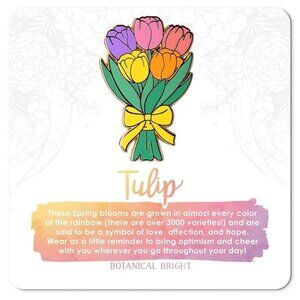 Tulip Flower Bunch‎ Enamel Pin - Gold Plated Nature Jewelry - Floral Brooch